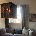 Люстра квадратная с бахромой и подвесом из деревянных бусин Psyche варинант исполнения - 3 | Loft Concept в Волгограде