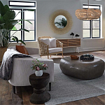 Круглая люстра волнистой формы с декором из круглых деревянных бусин White Wooden Beads Chandelier варинант исполнения - 2 | Loft Concept в Волгограде