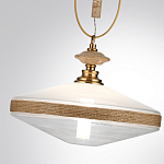 Подвесной светильник с плоским прозрачным плафоном и декоративной вставкой из текстурного камня Tectona  варинант исполнения - 6 | Loft Concept в Волгограде