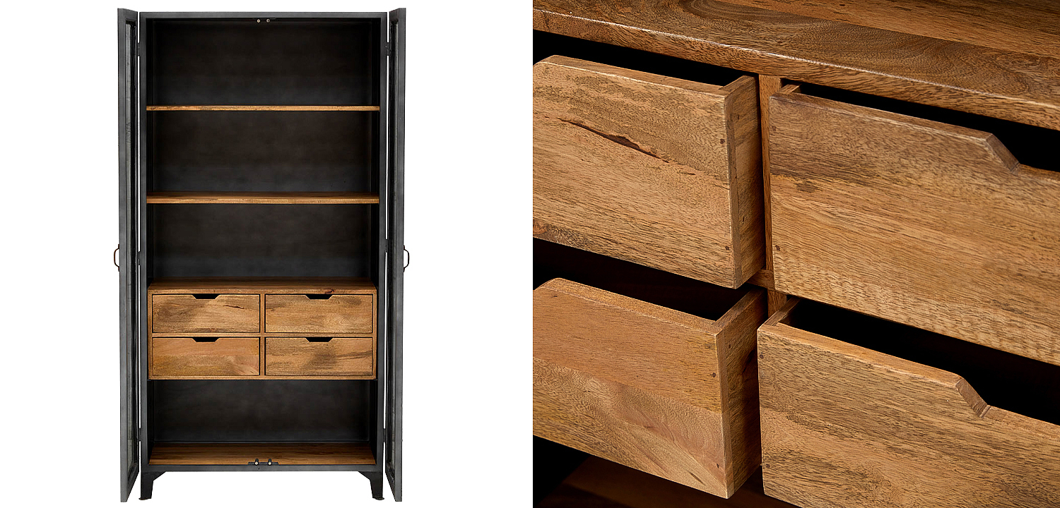Шкаф металлический в стиле лофт с деревянными ящиками Russell Cabinet Шкаф металлический в стиле лофт с деревянными ящиками Russell Cabinet - Loft-Concept в Волгограде