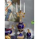 Подсвечник из темно-синего фарфора с бронзовыми элементами и цветами Eden Garden варинант исполнения - 4 | Loft Concept в Волгограде