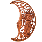 Панно из дерева Ганеша и месяц Panel With Animals варинант исполнения - 1 | Loft Concept в Волгограде