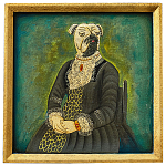 Картина в квадратной раме Chinoiserie Mops Dog Green Portrait варинант исполнения - 1 | Loft Concept в Волгограде