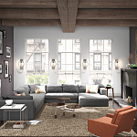 Бра цвета хром с круглой рамой и цилиндрическим прозрачным стеклянным плафоном на прямоугольном основании Feiss варинант исполнения - 4 | Loft Concept в Волгограде