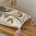 Чехол на подушку с кисточками и вышивкой птиц Ethnic mix Birds Rect варинант исполнения - 5 | Loft Concept в Волгограде