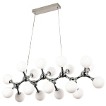 Линейная люстра с плафонами из стеклянных шаров Pearls Suspension Linear Chrome Chandelier варинант исполнения - 2 | Loft Concept в Волгограде