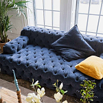 Трехместный диван темно-синий Campion Deep Blue Sofa варинант исполнения - 5 | Loft Concept в Волгограде
