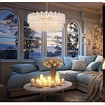 Круглая люстра с хрустальными подвесками на золотистом каркасе Gorgeous Crystal Light варинант исполнения - 13 | Loft Concept в Волгограде