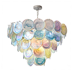 Люстра с каскадом из круглых разноцветных стеклянных дисков Mother of Pearl Iridescence варинант исполнения - 2 | Loft Concept в Волгограде