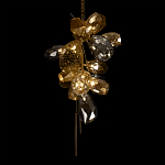 Люстра подвесная вытянутой формы с плафонами из стекла и металла с тремя вертикальными подвесками Gilded Mirage  варинант исполнения - 5 | Loft Concept в Волгограде