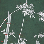 Обои ручная роспись Bamboo Argent on Edo Green painted silk варинант исполнения - 1 | Loft Concept в Волгограде