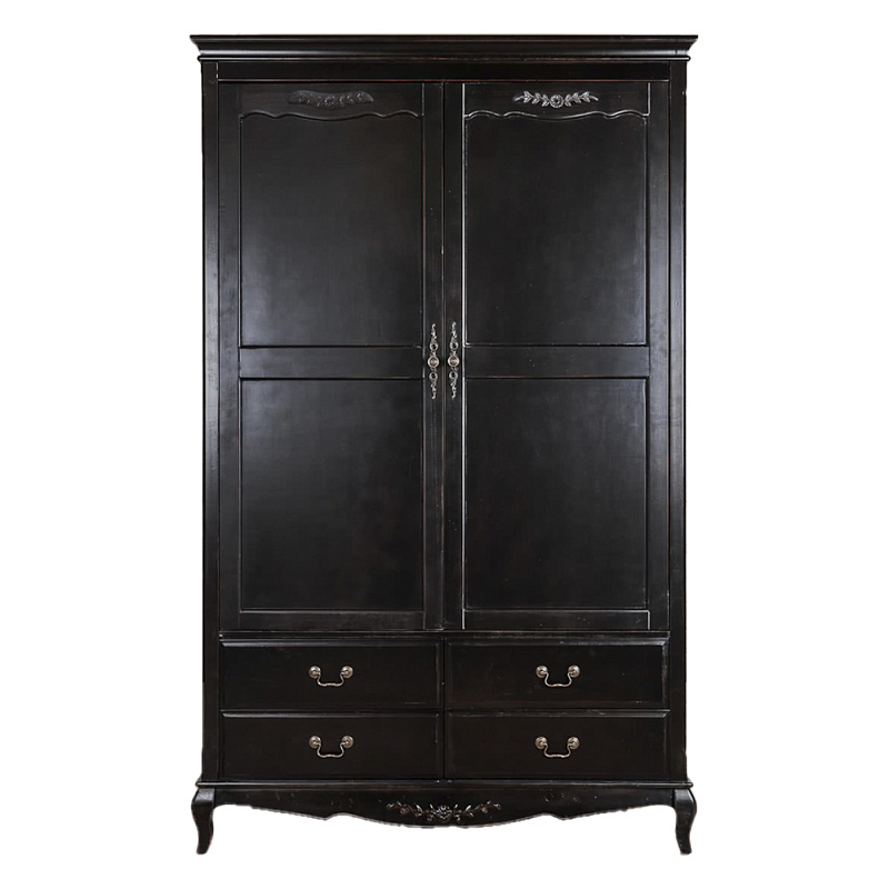Шкаф черный с 4-мя ящиками и 2-мя дверцами в стиле Прованс Vintage Черный в Волгограде | Loft Concept 