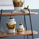 Ваза белая с крышкой и золотистыми фрагментами 46 см Chinoiserie Ceramics варинант исполнения - 2 | Loft Concept в Волгограде