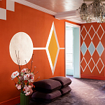 Обои ручная роспись Chez Nina by India Mahdavi Lantana colourway on Arancio dyed silk варинант исполнения - 1 | Loft Concept в Волгограде