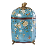 Ваза голубая с крышкой и цветочным узором Genuine Chinese Classics варинант исполнения - 1 | Loft Concept в Волгограде