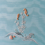 Обои с вышивкой ручной работы Amami Waves Moonbeam colourway on silk moire варинант исполнения - 5 | Loft Concept в Волгограде