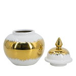 Ваза белая с крышкой и золотистыми фрагментами 24 см Chinoiserie Ceramics варинант исполнения - 2 | Loft Concept в Волгограде