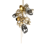 Люстра подвесная вытянутой формы с плафонами из стекла и металла с тремя вертикальными подвесками Gilded Mirage  варинант исполнения - 8 | Loft Concept в Волгограде