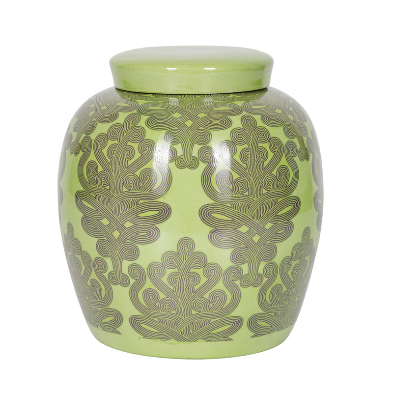 Банка с крышкой Porcelain Malachite Jar Зеленый в Волгограде | Loft Concept 