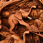 Панно из дерева пять слонов Panel With Animals варинант исполнения - 3 | Loft Concept в Волгограде