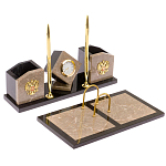 Настольный письменный набор из бежевого мрамора с часами Marble Accessory варинант исполнения - 2 | Loft Concept в Волгограде