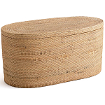 Плетеная овальная корзина с крышкой Shani Rattan Basket варинант исполнения - 1 | Loft Concept в Волгограде