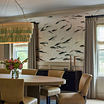 Обои ручная роспись Fishes Blue Pearl on Tarnished Silver gilded silk with pearlescent antiquing варинант исполнения - 3 | Loft Concept в Волгограде