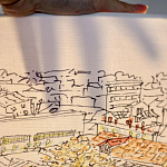 Настольная лампа с принтом на белом тканевом абажуре Roof Garden Lamp варинант исполнения - 2 | Loft Concept в Волгограде