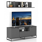 ТВ-тумба цвета графит с  2-мя дверцами и ящиком Strict Lines варинант исполнения - 6 | Loft Concept в Волгограде