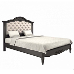 Кровать черная из массива бука с основанием и мягким изголовьем Black Provence варинант исполнения - 1 | Loft Concept в Волгограде