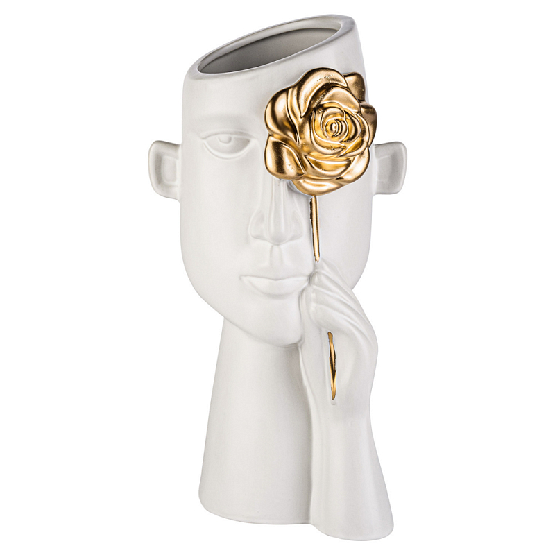 Ваза керамическая Face forever Flower Белый Золотой Ваза керамическая Face forever Flower Белый Золотой в Волгограде | Loft Concept