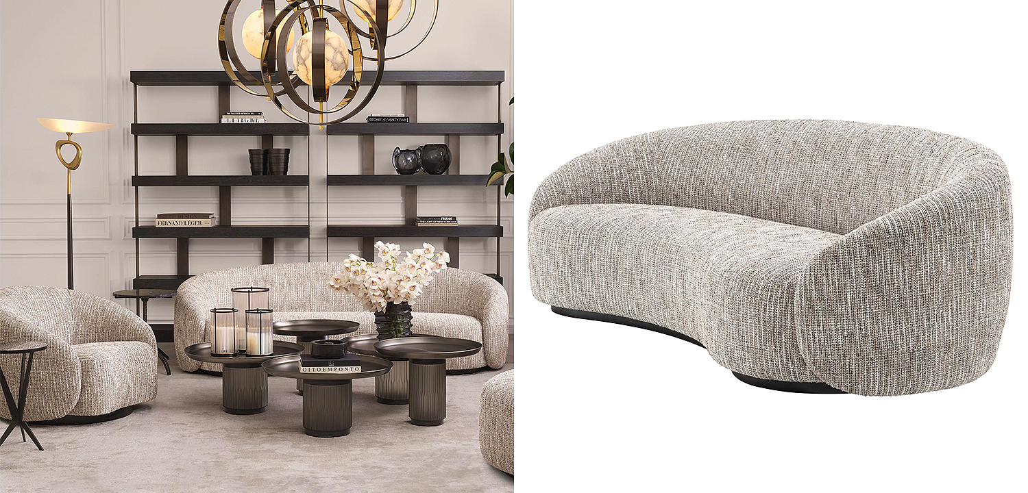 Диван Eichholtz Sofa Amore Бежево-серый Черный Диван Eichholtz Sofa Amore Бежево-серый Черный - Loft-Concept в Волгограде
