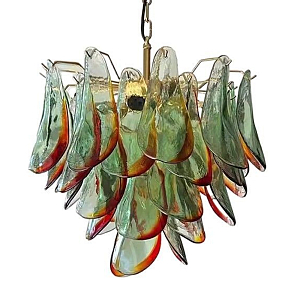 Люстра стеклянная с зелеными лепестками Green Leaf Fall