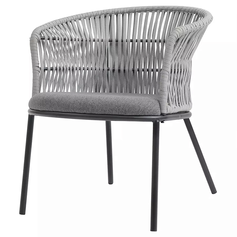 Кресло с декоративным плетением на спинке и подлокотниках Armchair Weaving Серый Светло-серый Темно-серый Кресло с декоративным плетением на спинке и подлокотниках Armchair Weaving Серый Светло-серый Темно-серый в Волгограде | Loft Concept