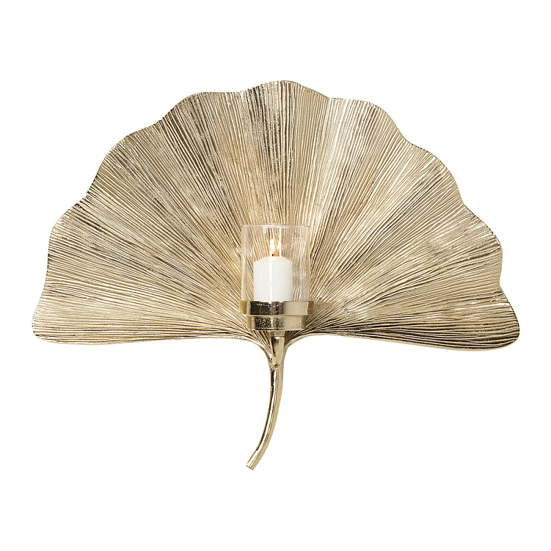 Большой Настенный Подсвечник золотой Лист Пальмы Золотой в Волгограде | Loft Concept 