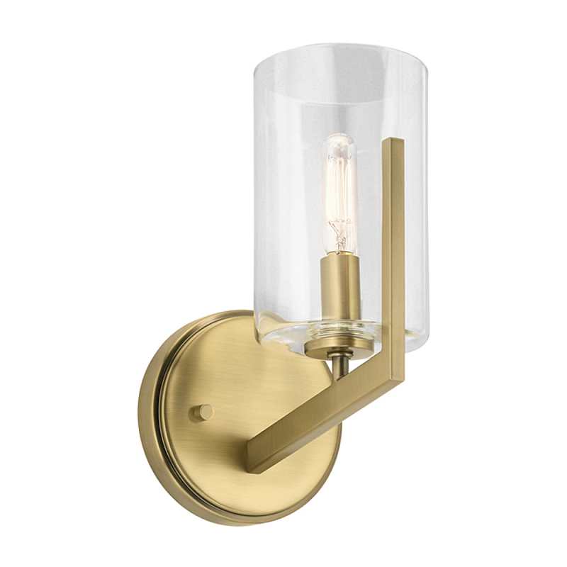 Бра с прозрачным плафоном в форме цилиндра Kichler Латунь Серебряный в Волгограде | Loft Concept 