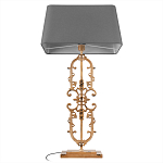 Настольная лампа на ажурном чугунном основании с тканевым серым абажуром Openwork Lamp варинант исполнения - 3 | Loft Concept в Волгограде