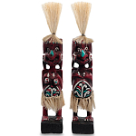 Комплект из 2-х деревянных статуэток Asmat Straw Headdress Statuettes Red Turquoise варинант исполнения - 1 | Loft Concept в Волгограде