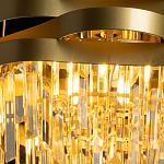 Люстра цвета матового золота с металлическими лентами и длинными прозрачными подвесками Gilded Waves варинант исполнения - 5 | Loft Concept в Волгограде