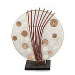 Настольная лампа из перламутра и дерева на подставке Indonesian Round Shell варинант исполнения - 3 | Loft Concept в Волгограде