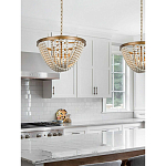 Люстра с подвесками в виде круглых деревянных белых бусин White Wooden Beads Chandelier варинант исполнения - 1 | Loft Concept в Волгограде