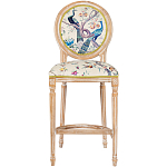 Барный стул из массива бука с изображением птиц и цветов  Beige Green Chinoiserie Garden Chair варинант исполнения - 1 | Loft Concept в Волгограде