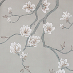 Обои ручная роспись Magnolia Canopy Original Colourway on Oyster Shell metallic silk варинант исполнения - 1 | Loft Concept в Волгограде