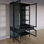 Витрина Primo со стеклянными фасадами и 2 ящиками Черный дуб варинант исполнения - 9 | Loft Concept в Волгограде