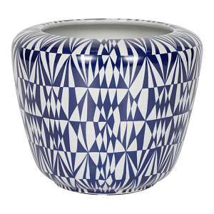 Кашпо с орнаментом в сочетании белого и синего цвета Artistic Flowerpot
