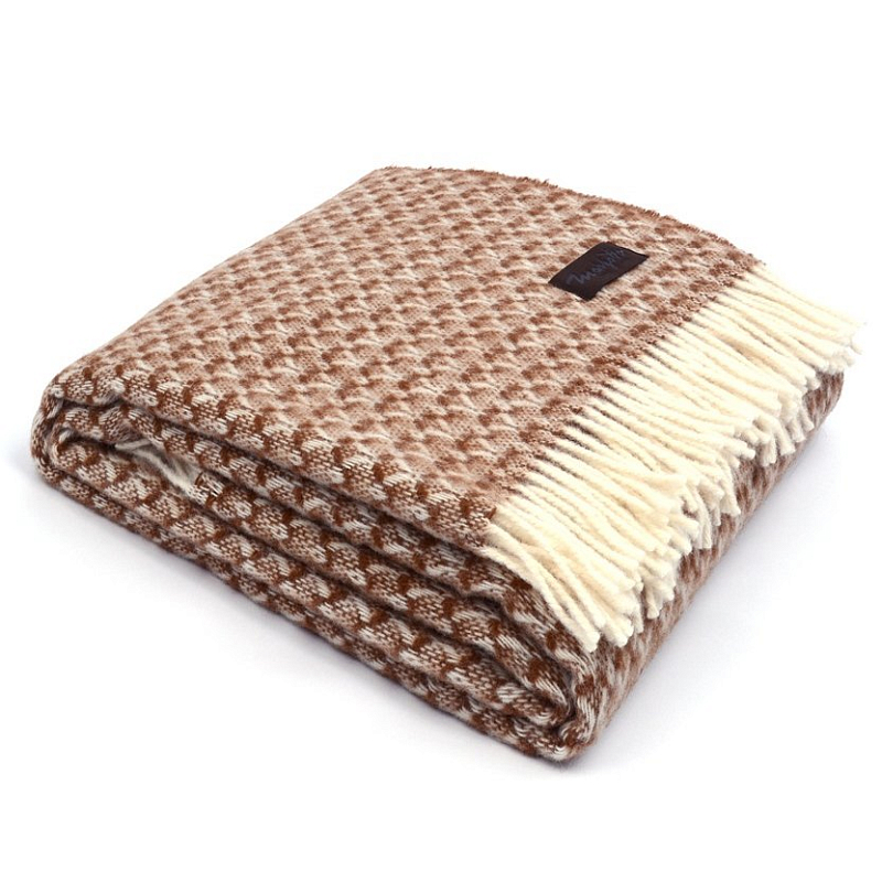 Плед BRIAS TRIANGLE 1200 Marzotto Бежево-серый Коричневый в Волгограде | Loft Concept 