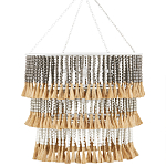 Люстра трехъярусная с декором из круглых деревянных бусин с кисточками Gray Brown Wooden Beads Chandelier варинант исполнения - 3 | Loft Concept в Волгограде