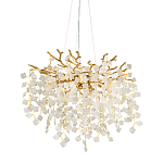 Люстра подвесная золотого цвета с декоративными ветвями и прозрачными рельефными подвесками FAIRYTREE Light варинант исполнения - 1 | Loft Concept в Волгограде