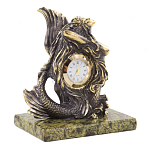 Часы настольные бронзовые в виде русалочки из натурального камня Змеевик Mermaid Stone Clock варинант исполнения - 3 | Loft Concept в Волгограде