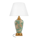 Настольная лампа бирюзовая с цветочным принтом Turquoise Flight варинант исполнения - 1 | Loft Concept в Волгограде